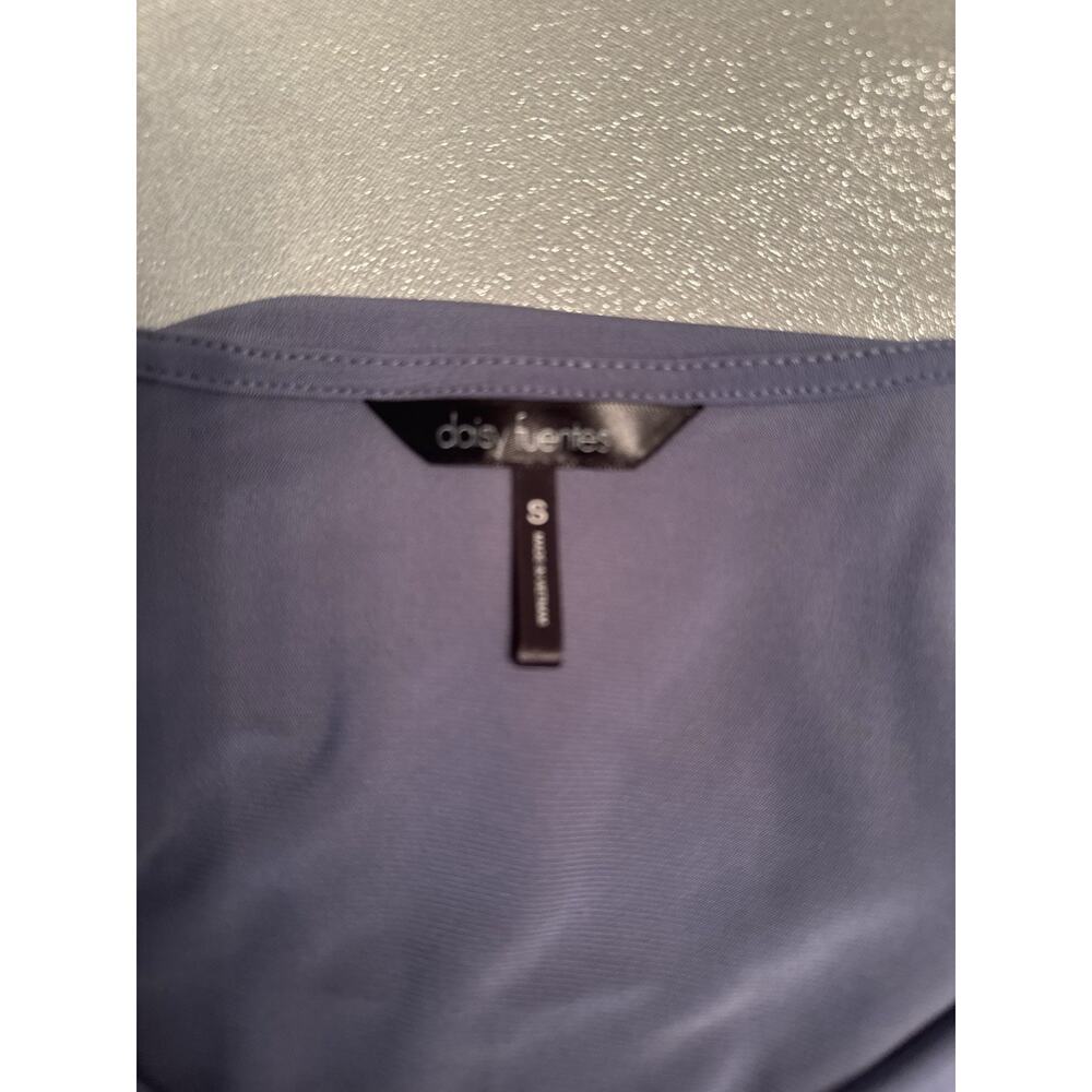 Daisy Fuentes Dress Blue Gray Purple Women's Small Tie Waist Ruffle Spring Summe - Picture 2 of 5